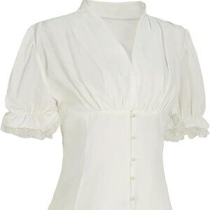 White Victorian Pirate Blouse Gothic, size XL (2XL) NWOT, missing back ribbon